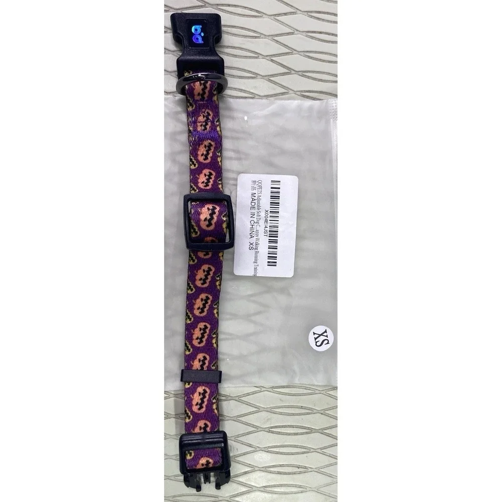 Puppy Dog Soft Halloween Bat Adjustable Collar Black/Purple/Orange Sz. XS‎ NEW